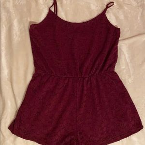 Dark red spaghetti strap romper